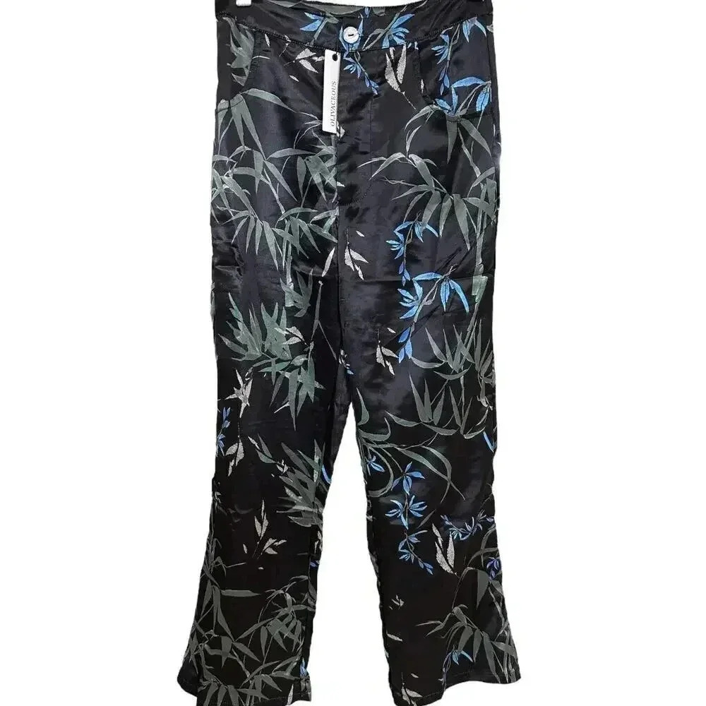NWT! Olivaceous floral sheen pants sz small